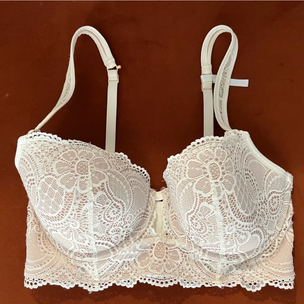 Aerie White Lace Balconette Bra 34D